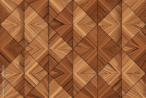 Abstract parquet flooring pattern with geometric diamond shapes and wood grain texture