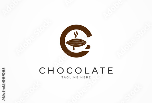 Chocolate Logo, Letter C with cocoa and cup combination, vector illustration