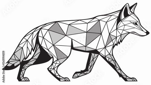 Geometric wolf illustration vector design for logo design and wildlife art prints and modern wall decor ideas