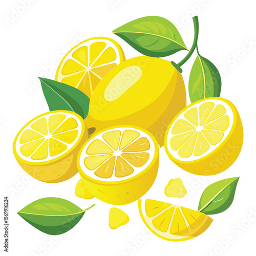 Bright, seamless pattern of fresh lemon and lime citrus fruit slices with leaves, perfect for a healthy food illustration