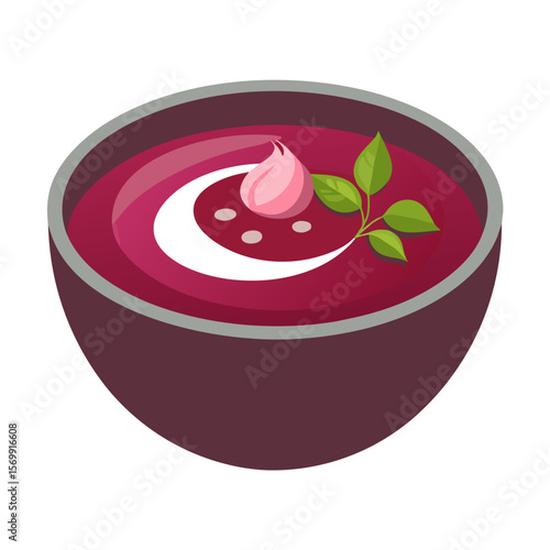 beetroot soup with fresh vegetables vector white background