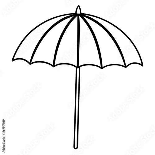 Beach umbrella line art vector illustration 