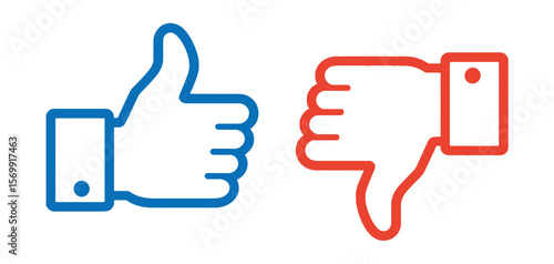 Blue thumbs up and red thumbs down icons like dislike