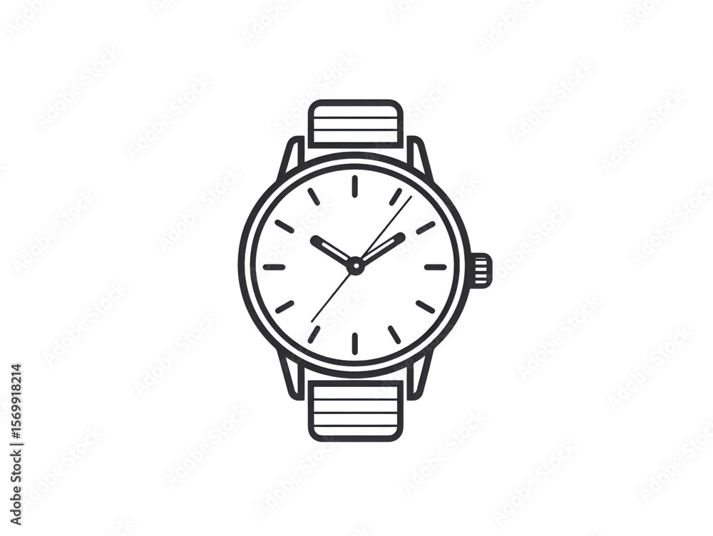 A watch with a white face and black band A watch with a white face and black band