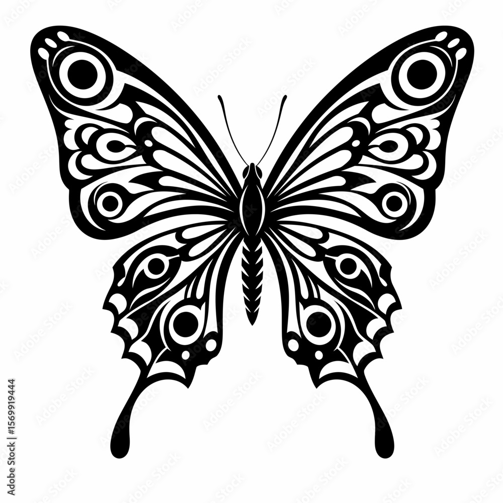 Elegant Black and White Butterfly Illustration A Stunning Vector Graphic Design of a Butterfly with Intricate Details Elegant Black and White Butterfly Illustration A Stunning Vector Graphic Design of a Butterfly with Intricate Details