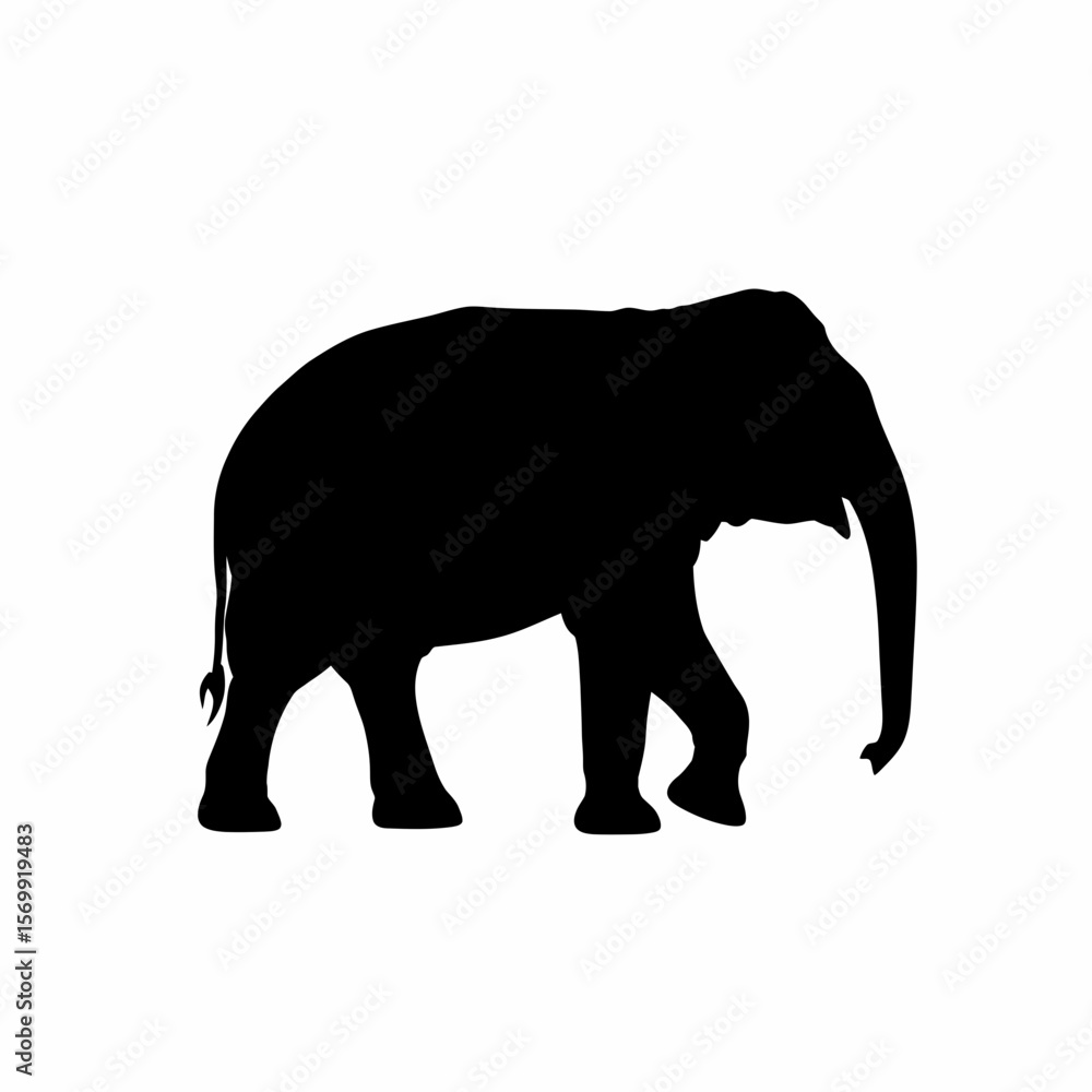 Fototapeta premium Majestic Elephant Silhouette A Striking Black and White Illustration of an Elephant