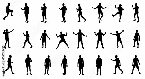 Collection of Male Silhouettes in Various Poses  Perfect for Animation, Design, and Illustration Projects