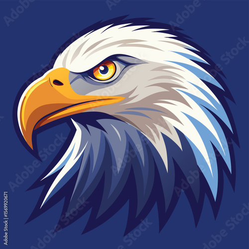 American Bald Eagle Vector Illustration with Majestic Profile and Sharp Gaze