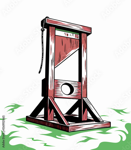 Vintage Illustration of a Guillotine Execution Device