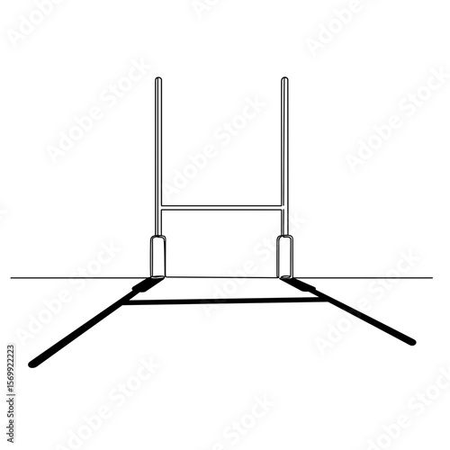 Shadow of rugby posts on field in minimalist black and white design  