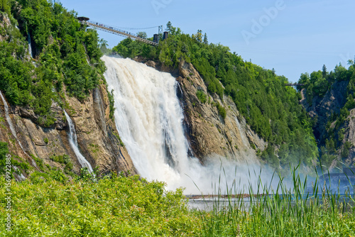 Montmorency Falls in Quebec, Canada. Large waterfall near old Quebec City.
