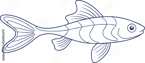 Detailed Guppy Fish Line Art Vector for Aquarium Themes