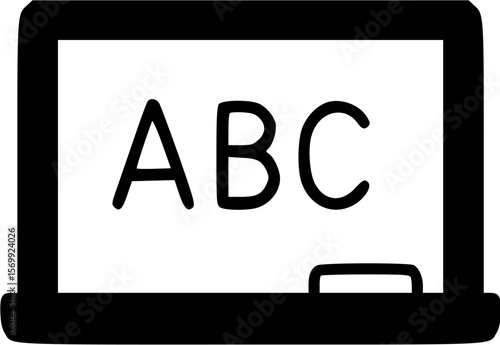 Simple Black and White Schoolboard Displaying the Letters ABC for Education.