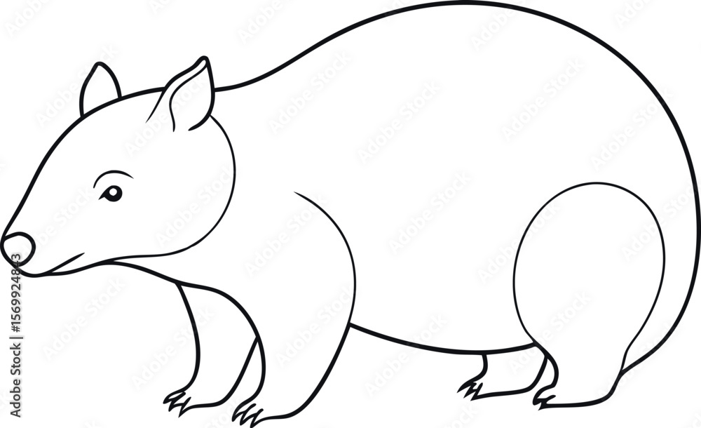 Obraz premium Minimal Wombat Line Art for Elegant Animal Design Concepts