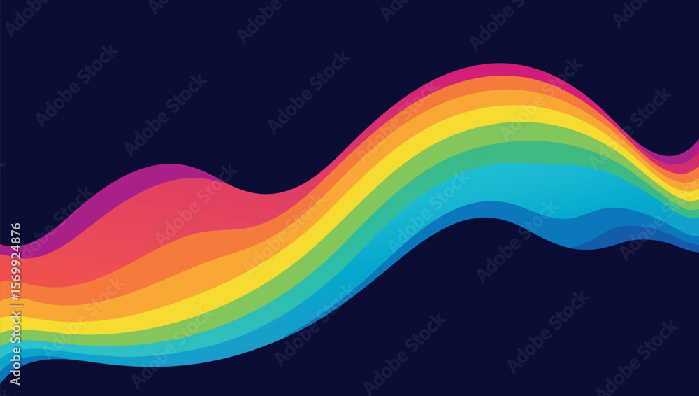 Abstract Colorful Wave Line Rainbow Spectrum Gradient Flowing Smooth Curve on Dark Background for Modern Design Concept Abstract Colorful Wave Line Rainbow Spectrum Gradient Flowing Smooth Curve on Dark Background for Modern Design Concept