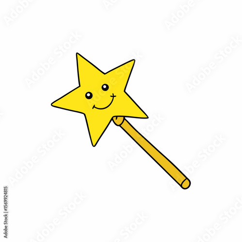 Yellow Star Wand Emitting Glitter and Joyful Face