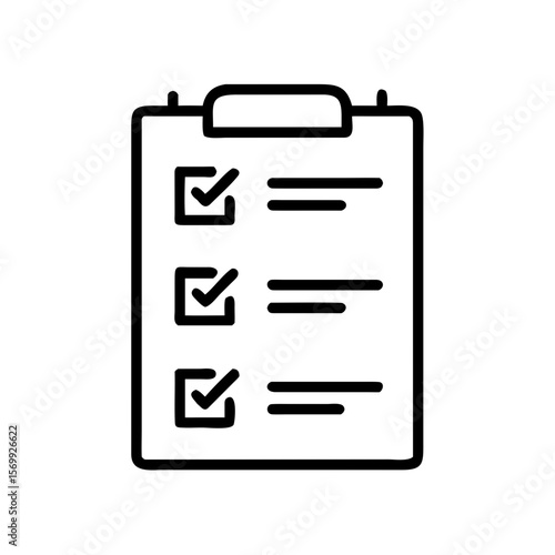 Checklist with checkmarks on clipboard in simple outline design  