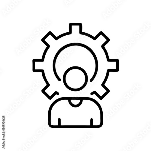 Person with gear symbolizing industry and technical skills  