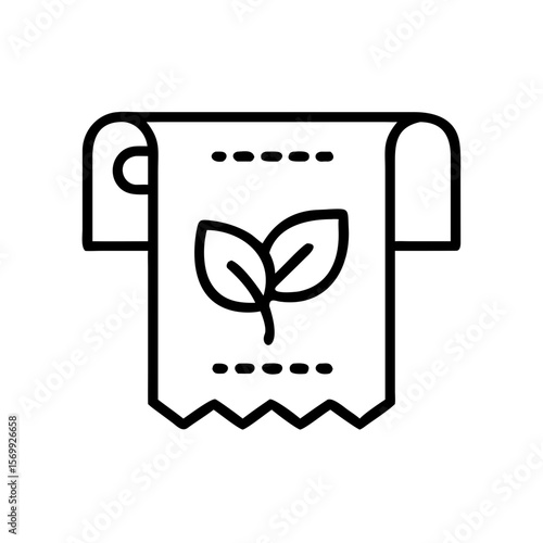 Eco-friendly paper towel with leaf design on white background  