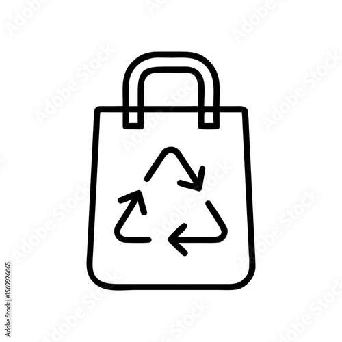 Reusable shopping bag with recycling symbol in minimalist style  