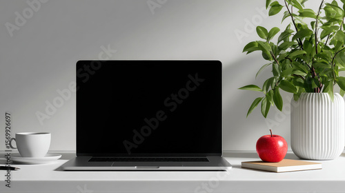Minimalist White Wood Desk Workspace with Modern Scandinavian Design