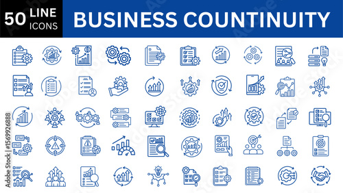 Business Continuity line icon set.