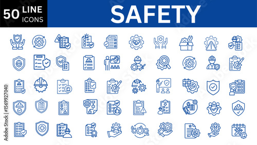 Safety line icon set.