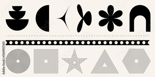 Modern Minimal Geometric Shapes Collection in Monochrome