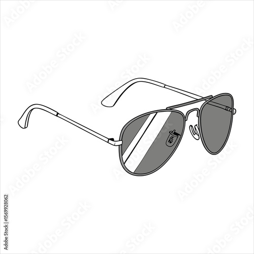 Set of sunglasses outline vector illustration, line art