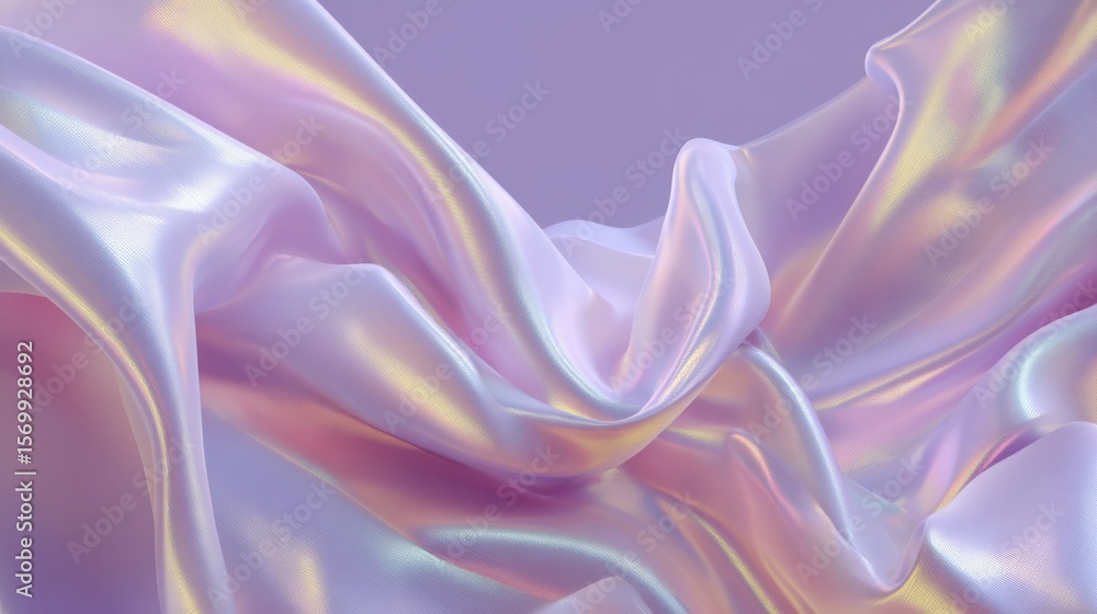 Obraz premium Iridescent lavender silk fabric folds with shimmering light reflections