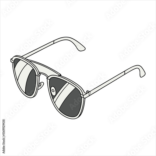 Set of sunglasses outline vector illustration, line art