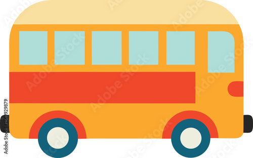 Childhood Transportation: A vibrant, illustrative depiction of a charming yellow school bus, perfect for educational content, children's books, or playful designs. 