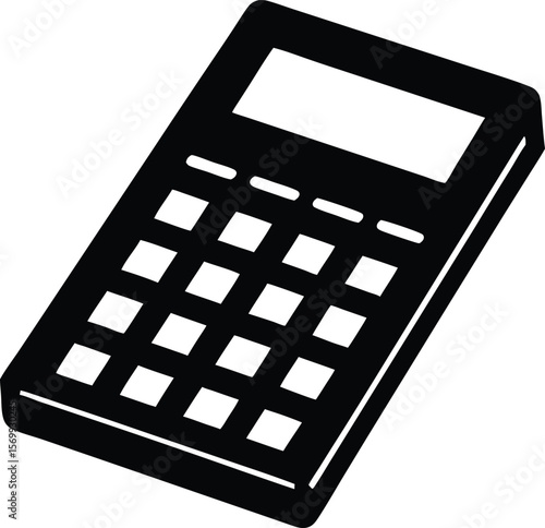 Accounting Calculator Icon: This stark, silhouette-style photograph features a minimalist rendering of a calculator. The strong shadows and graphic lines make it visually striking.