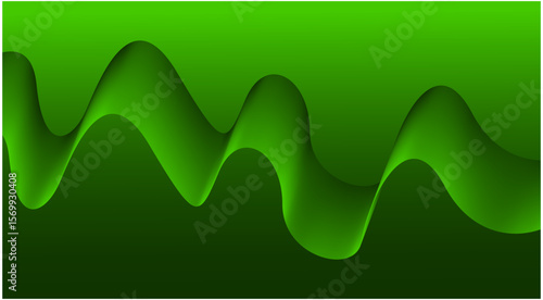Blend Flowing Background Green Color Curved Smooth Abstract Design Vector Illustration