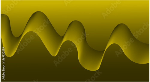 Blend Flowing Background Yellow Color Curved Smooth Abstract Design Vector Illustration