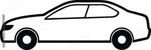 Elegant Coupe Car Silhouette: A sleek, monochromatic line art illustration of a modern coupe car, exuding sophistication and speed. 