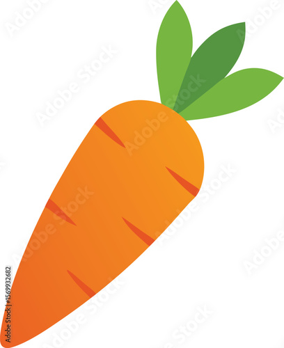 Orange Carrot with Green Top: A vibrant image of a single, freshly harvested carrot, showcasing its bright orange body and verdant green top. Perfect for food and health-related projects.