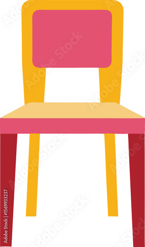 Modern Chair: A simple yet inviting depiction of a modern chair, showcasing its minimalist design and vibrant color palette, an embodiment of functionality and style.