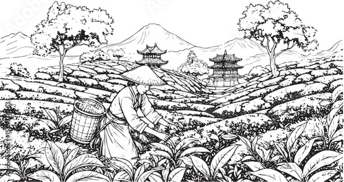 Wallpaper Mural Tea Pickers in Mountain Fields Torontodigital.ca