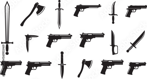 vector illustration of Weapon silhouettes