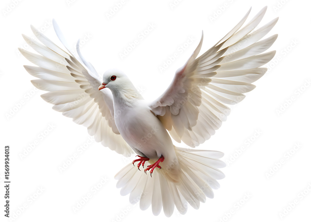 Fototapeta premium white dove flying isolated on white background,png,ai generated.