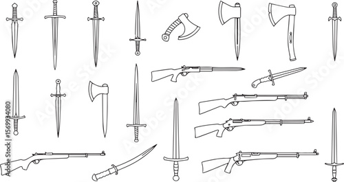 vector illustration of Weapon silhouettes
