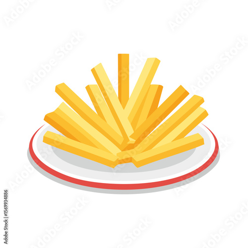 Golden and crispy french fries piled high on a plate, ready to be enjoyed. The fries appear fresh and appetizing