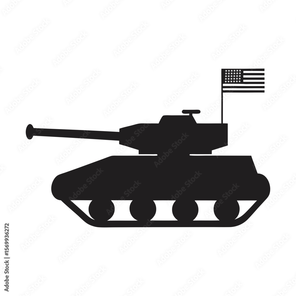 Fototapeta premium military tank with an american flag waving from it vector art