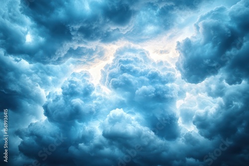 Fototapeta Naklejka Na Ścianę i Meble -  Stormy sky with layered gray and blue rain clouds