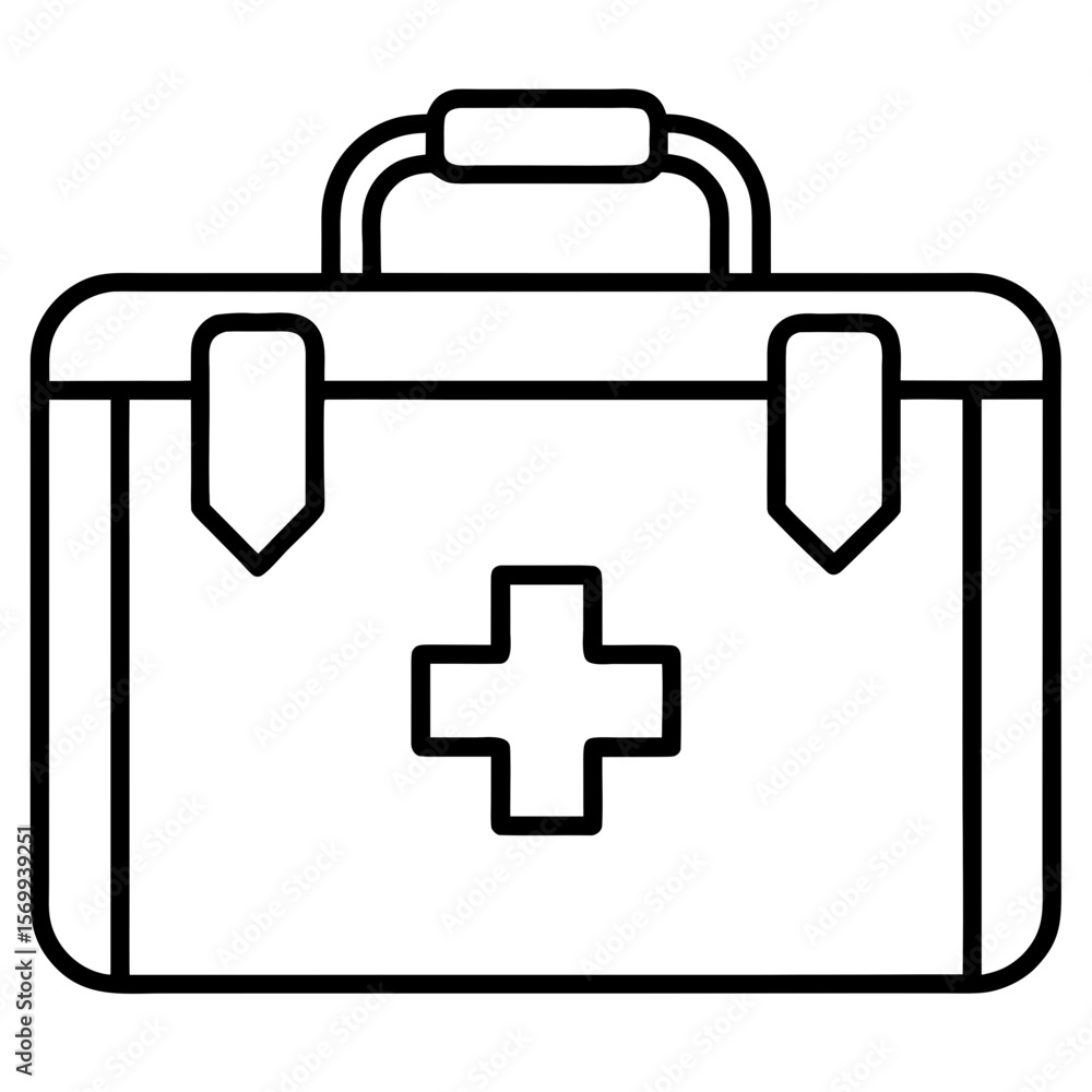 Obraz premium First Aid Box Minimal Line Icon Vector