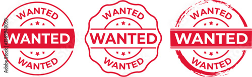 Wanted Red Grunge Stamp – Isolated Rubber Seal on White Background Vector