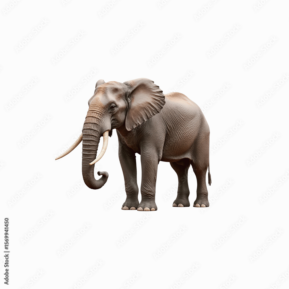 Fototapeta premium Majestic Elephant Portrait: An impressive elephant showcases its magnificence, capturing a moment of strength and elegance, standing proudly in a studio.