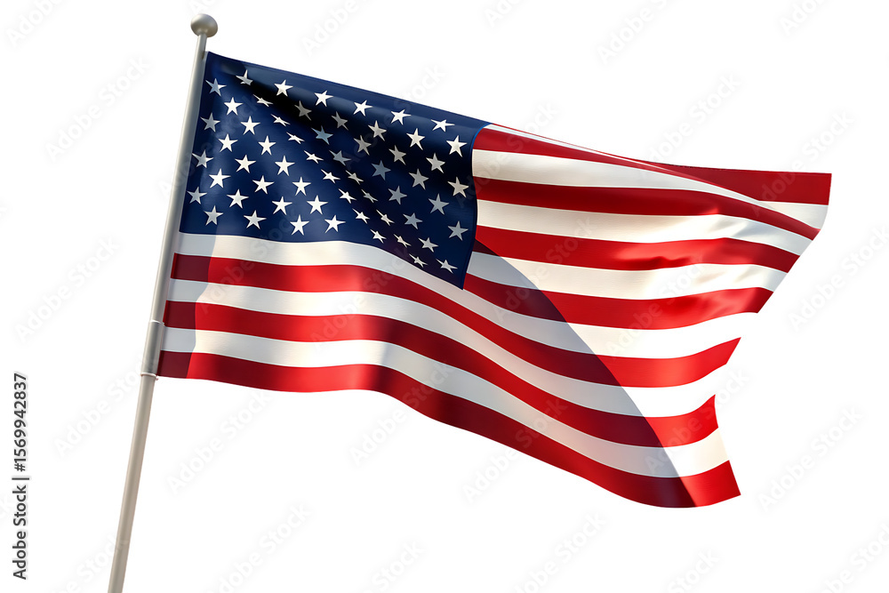 Fototapeta premium united stat flag isolated on white background PNG , AI GENERATED