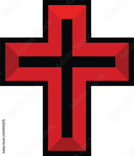 Sacred Crimson: An isolated illustration of a striking red cross, its bold design symbolizes faith, hope, and the heart of religious devotion.
